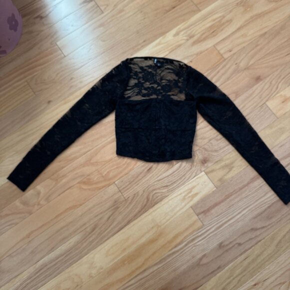 Motel Rocks Khafila Black Lace Long Sleeve Corset Top Size S - Picture 9 of 12